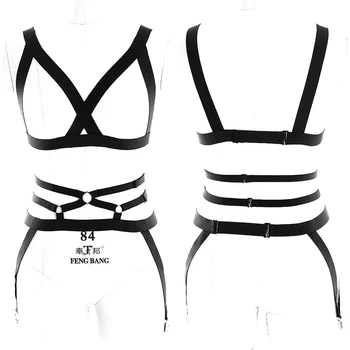 Body Harness Lingerie Set High Waist Garter Belt Adjust size Cage Bra Sexy Hollow Out Goth Tops Halloween Club Party Dance Rave
Body Harness Lingerie Set High Waist Garter Belt Adjust size Cage Bra Sexy Hollow Out Goth Tops Halloween Club Party Dance Rave