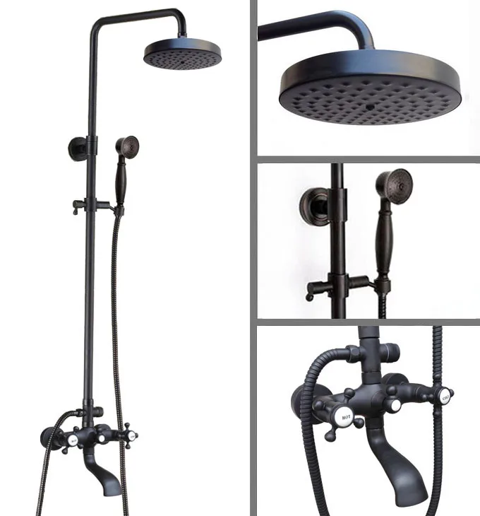 Black Oil Rubbed Brass Dual Cross Handles Bathroom 8 Inch Round Rain Shower Faucet Set Bath Tub Mixer Tap Hand Shower mhg107
Black Oil Rubbed Brass Dual Cross Handles Bathroom 8 Inch Round Rain Shower Faucet Set Bath Tub Mixer Tap Hand Shower mhg107