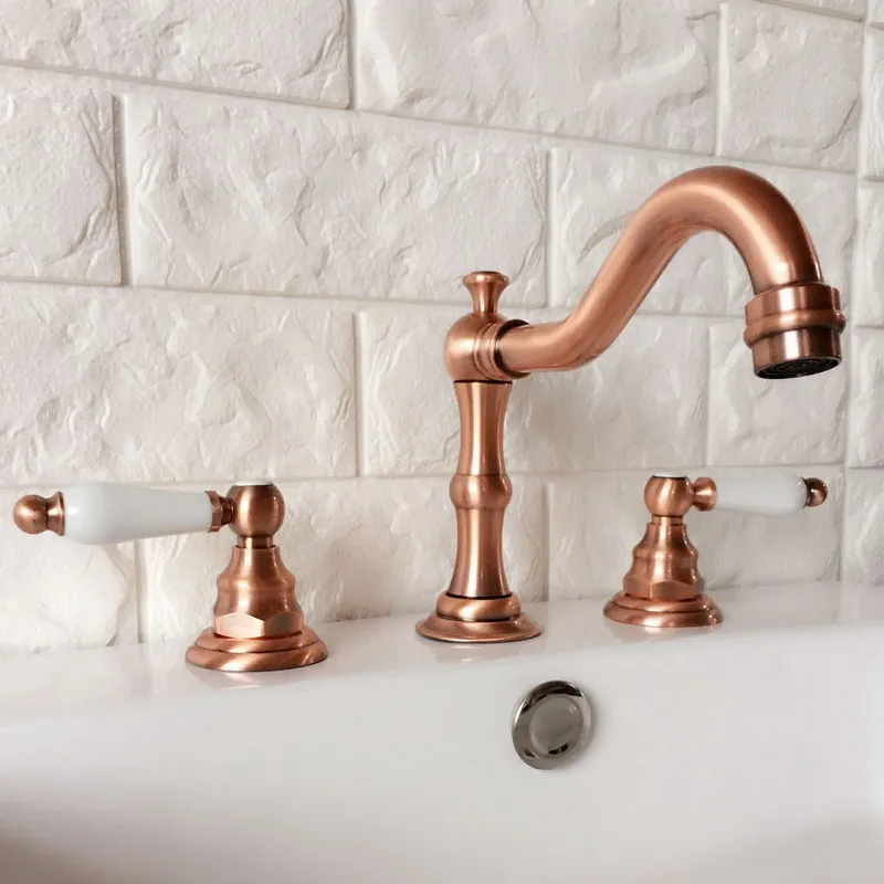Antique Red Copper Widespread Dual Handle Bathroom Washing Basin Mixer Taps Deck Mounted 3 Holes Lavatory Sink Faucet arg040
Antique Red Copper Widespread Dual Handle Bathroom Washing Basin Mixer Taps Deck Mounted 3 Holes Lavatory Sink Faucet arg040