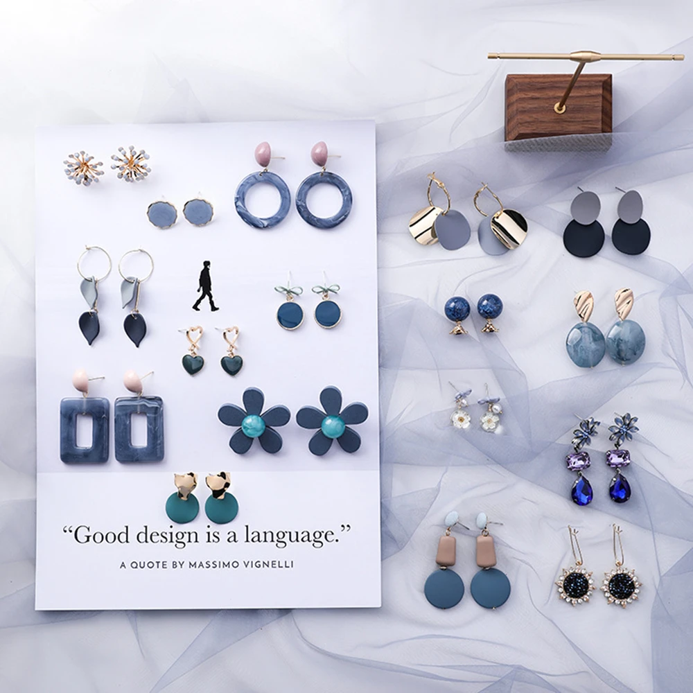 Summer Korean Style Blue Acrylic Geometric Irregular Hollow Circle Round Square Flower Drop Earrings for Women Metal Bump Party
Summer Korean Style Blue Acrylic Geometric Irregular Hollow Circle Round Square Flower Drop Earrings for Women Metal Bump Party