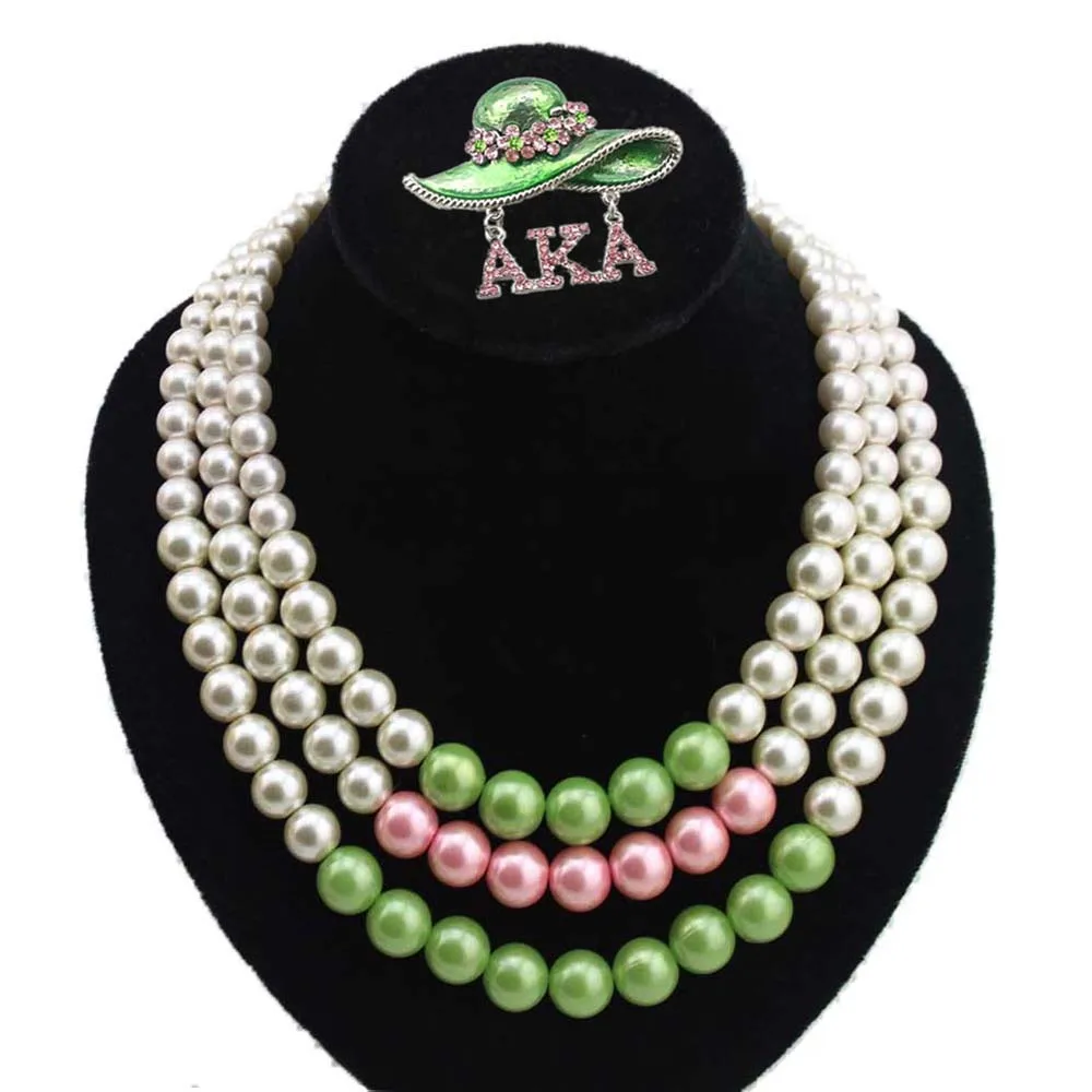 AKA-pink green pearl-necklace 3