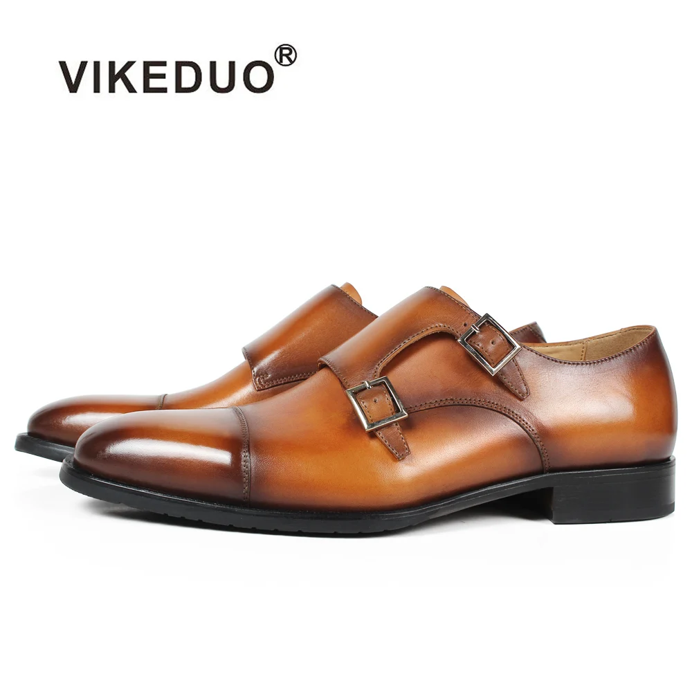 Мужская обувь ручной работы VIKEDUO коричневые с оттенком патины классические туфли