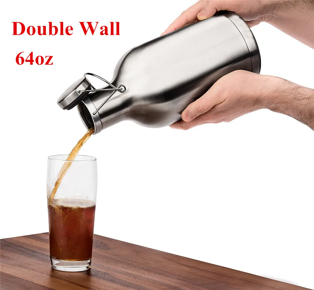 Realand 64oz Stainless Steel Homebrew Beer Growler Double Wall Vacuum Insulated Swing Lid Craft Beer Bottle Saver Flip Cap
Realand 64oz Stainless Steel Homebrew Beer Growler Double Wall Vacuum Insulated Swing Lid Craft Beer Bottle Saver Flip Cap
