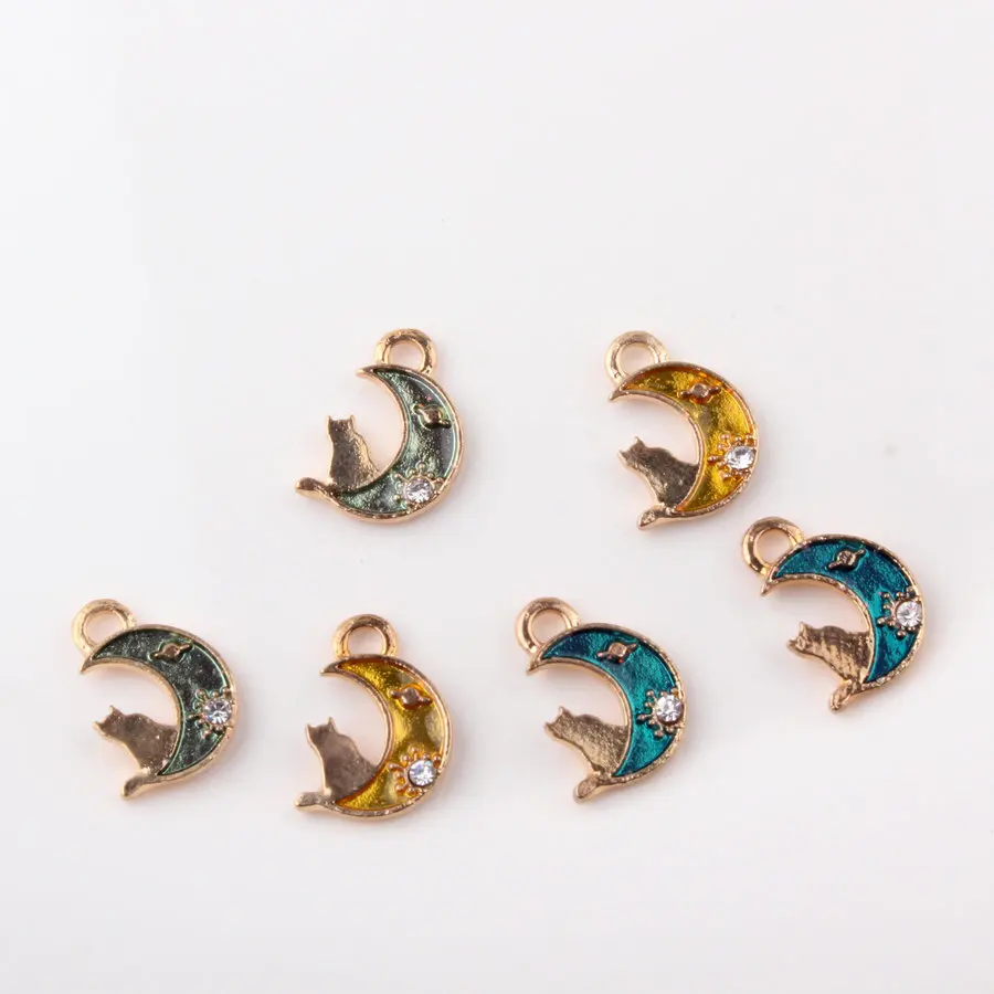 10pcs 13*16MM DIY enamel moon cat charms earring bracelet jewelry making gold color alloy small metal pendant for women girl
10pcs 13*16MM DIY enamel moon cat charms earring bracelet jewelry making gold color alloy small metal pendant for women girl