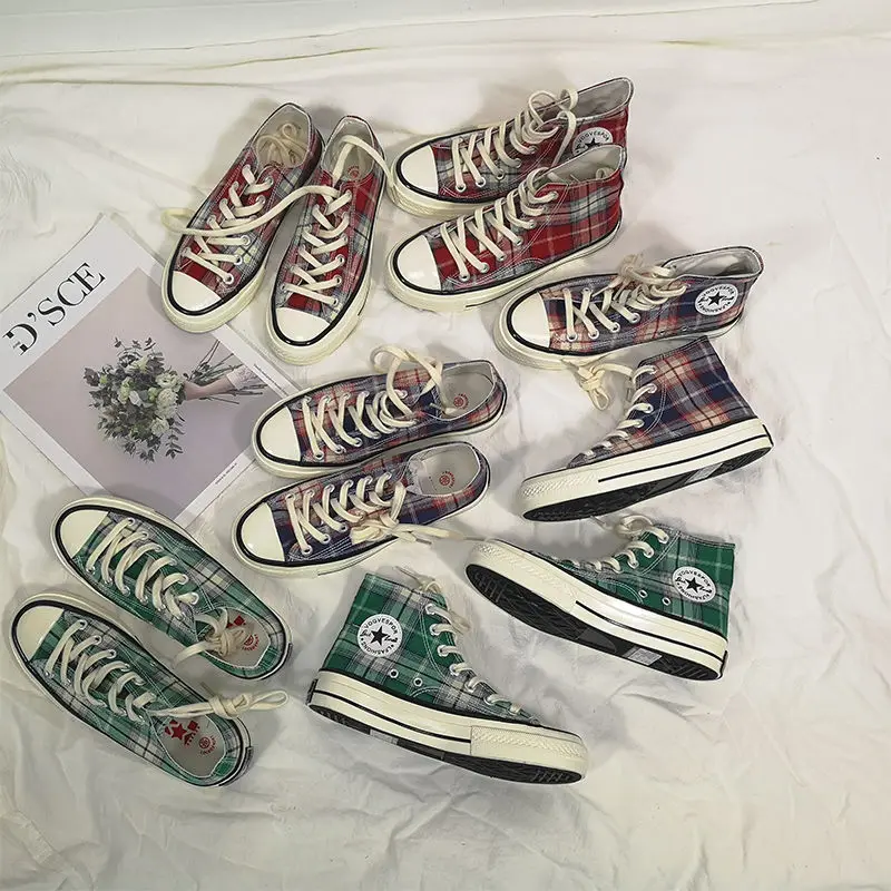 Vintage plaid high-top Women Canvas Shoes Plus Large Size unisex Casual shoes Sneakers Women's shoes Skateboarding shoes
Vintage plaid high-top Women Canvas Shoes Plus Large Size unisex Casual shoes Sneakers Women's shoes Skateboarding shoes