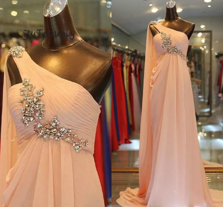 Custom Peach Arabic Dubai Evening Dress A Line One Shoulder Crystal Beaded Flowy Chiffon Boho Senior Prom Dress Summer 2019
Custom Peach Arabic Dubai Evening Dress A Line One Shoulder Crystal Beaded Flowy Chiffon Boho Senior Prom Dress Summer 2019