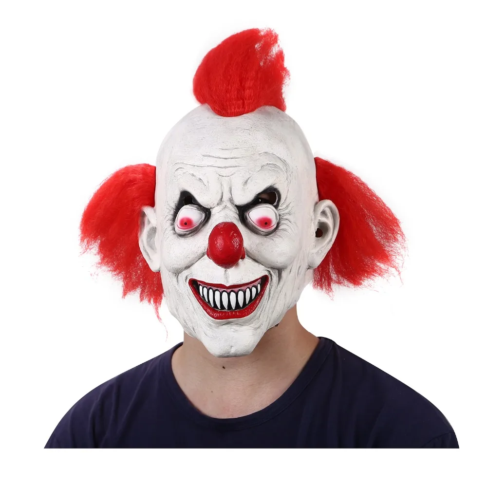 Halloween Scary Clown Costumes Mask With Red Hairs Adult Latex Masks Men's Scary Red-Eyed Clown 3/4 Pennywise Mask
Halloween Scary Clown Costumes Mask With Red Hairs Adult Latex Masks Men's Scary Red-Eyed Clown 3/4 Pennywise Mask