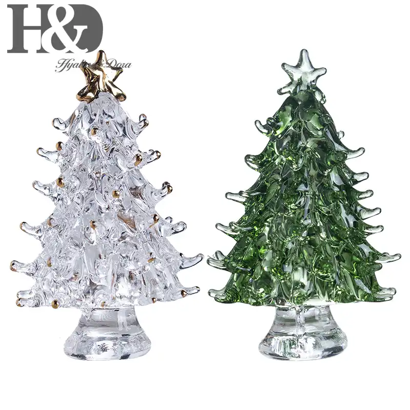 crystal clear green xmas trees figurines paperweights ornaments