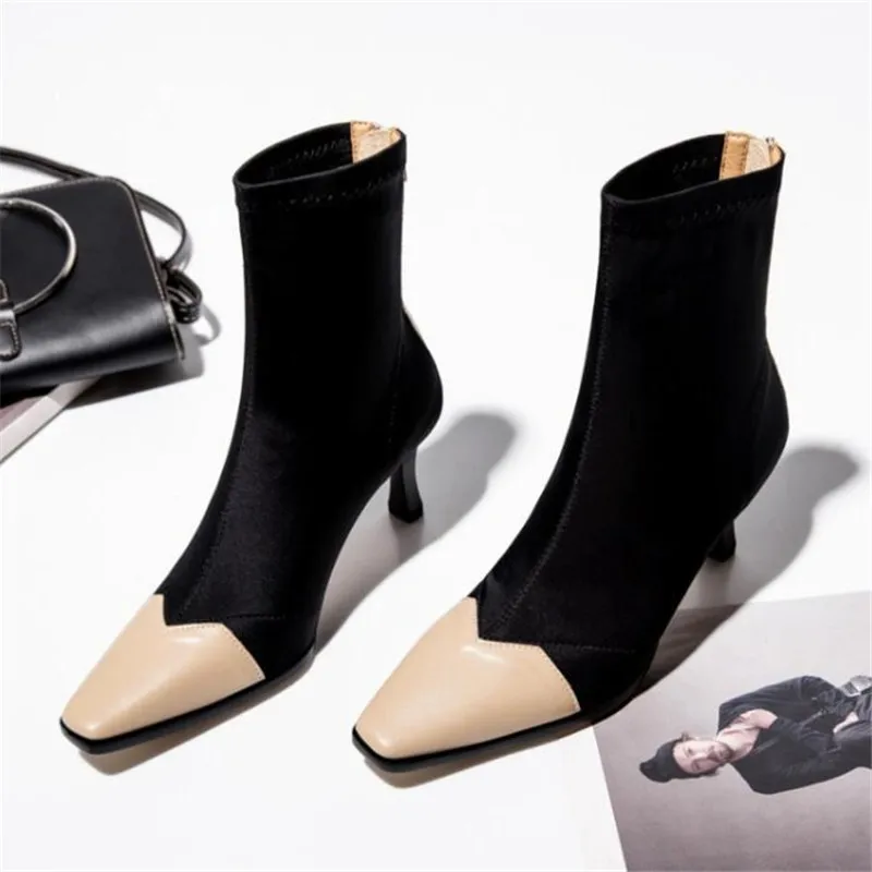 2018 New Arrive Stretch Fabric Women Ankle Boots Pointed Toe High Heels Slip-On Sexy Sock heels Chelsea Boots shoes women
2018 New Arrive Stretch Fabric Women Ankle Boots Pointed Toe High Heels Slip-On Sexy Sock heels Chelsea Boots shoes women