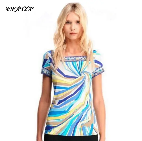2015 Summer High Quality Runway Designer Blouse Women's Short Sleeve Geometric Printed Casual Sheath Tee
2015 Summer High Quality Runway Designer Blouse Women's Short Sleeve Geometric Printed Casual Sheath Tee