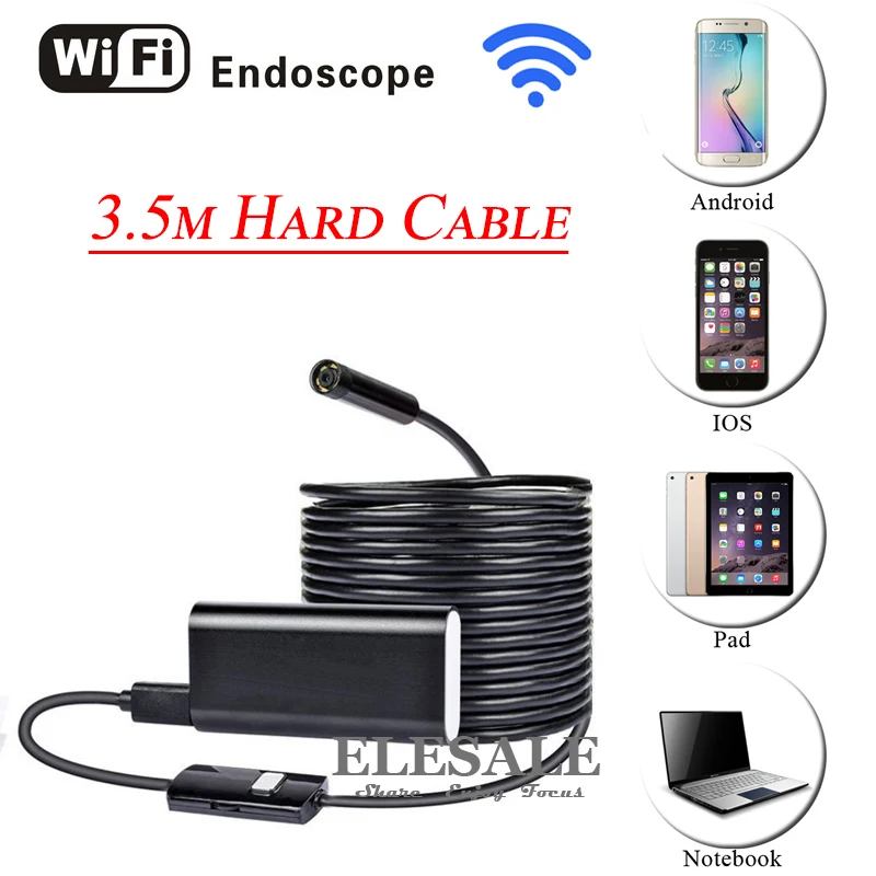 HD 720P 8mm 3.5M Wireless Wifi Android iOS Endoscope Camera Waterproof Hard Cable Inspection Borescope Camera For Car Repair
HD 720P 8mm 3.5M Wireless Wifi Android iOS Endoscope Camera Waterproof Hard Cable Inspection Borescope Camera For Car Repair
