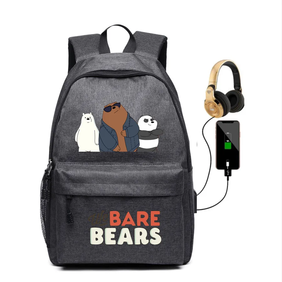 We Bare Bears Backpack USB charging Mochila Canvas laptop School Bag Grizzly Panda Ice Bear headset Travel Bags shoulder bag
We Bare Bears Backpack USB charging Mochila Canvas laptop School Bag Grizzly Panda Ice Bear headset Travel Bags shoulder bag
