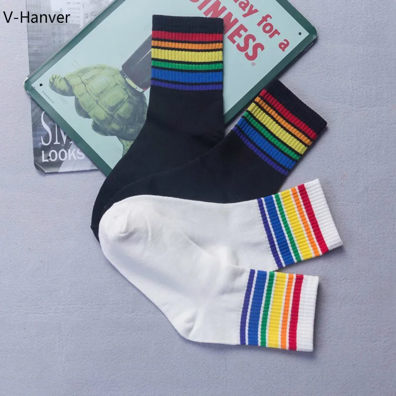 V-Hanver Harajuku Skateborad Rainbow Socks Art unisex Fashion White Cotton Cocks Hipster Cartoon Colored Ankle Hosiery Female
V-Hanver Harajuku Skateborad Rainbow Socks Art unisex Fashion White Cotton Cocks Hipster Cartoon Colored Ankle Hosiery Female