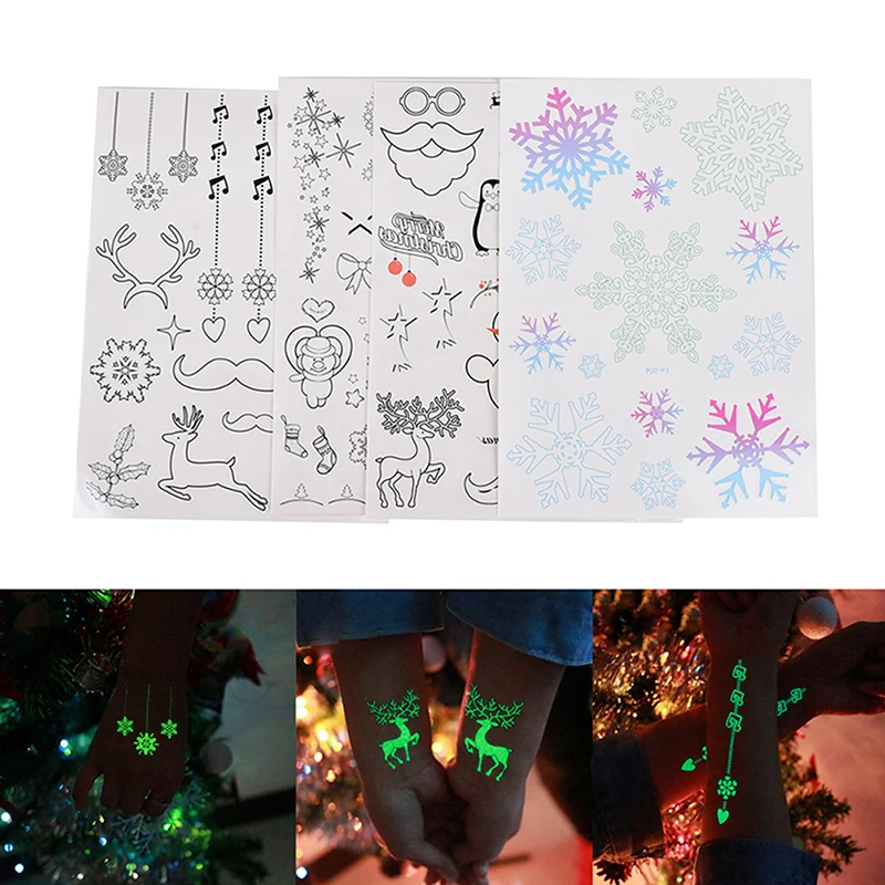 Temporary Tattoos Stickers Luminous Tattoo Glow In The Dark Glitter Christmas Tatoo Flash Fluorescent Water Transfer Body Art
Temporary Tattoos Stickers Luminous Tattoo Glow In The Dark Glitter Christmas Tatoo Flash Fluorescent Water Transfer Body Art