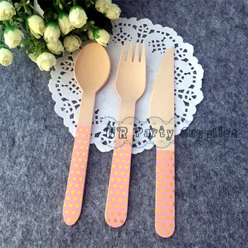 Free Ship 36pcs Pink Foil Gold Polka Dot Birch Disposable Wooden Tableware Fork Spoon Knife Set for Wedding Kids Birthday Party
Free Ship 36pcs Pink Foil Gold Polka Dot Birch Disposable Wooden Tableware Fork Spoon Knife Set for Wedding Kids Birthday Party