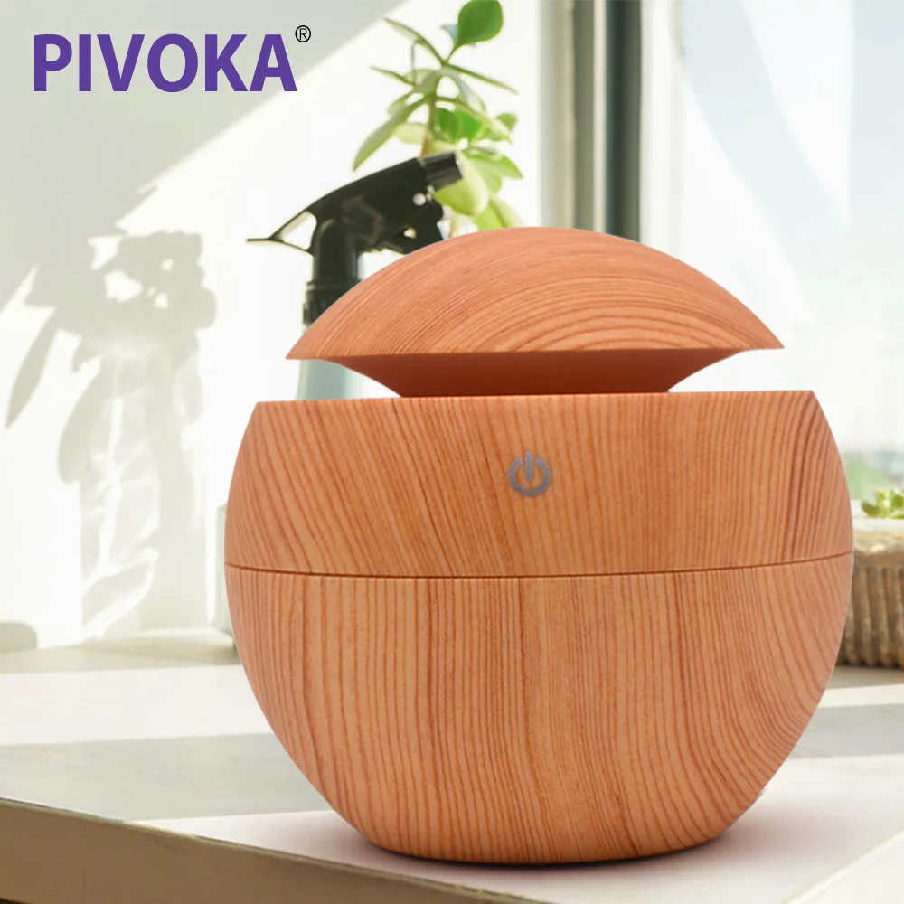 

PIVOKA 130ml Aroma Diffuser Air Humidifier Essential Oil Humificador Aromaterapia Para Casa 7 Color Change LED Light Home 003