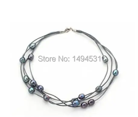 Wholesale Pearl Jewelry 10-11MM Black Freshwater Pearl Necklace On Grey Leather Jewelry Free Shipping
Wholesale Pearl Jewelry 10-11MM Black Freshwater Pearl Necklace On Grey Leather Jewelry Free Shipping