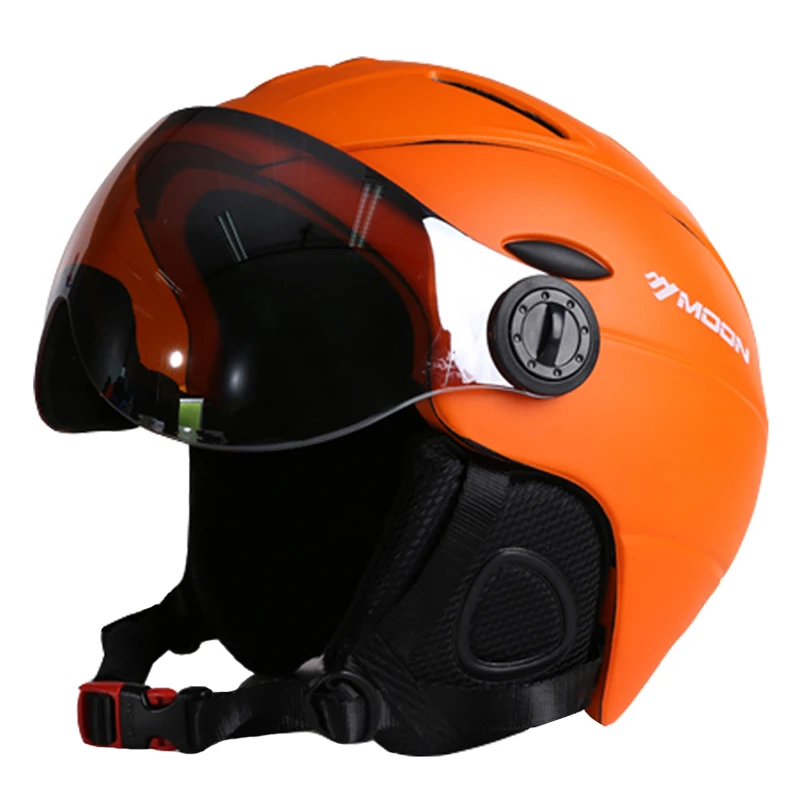 Image MOON Top Quality Goggles Ski Helmet CE Certification Safety Skiing Helmet With Glasses Skating Skateboard Snowboard Helmet