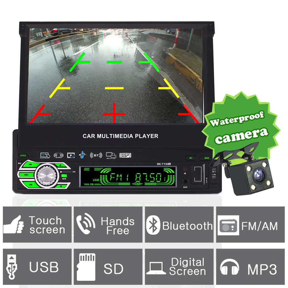 7" 1DIN Car MP3 MP5 Player HD Touch Screen Bluetooth Radio Multi-function + Rear Camera Free shipping
7" 1DIN Car MP3 MP5 Player HD Touch Screen Bluetooth Radio Multi-function + Rear Camera Free shipping