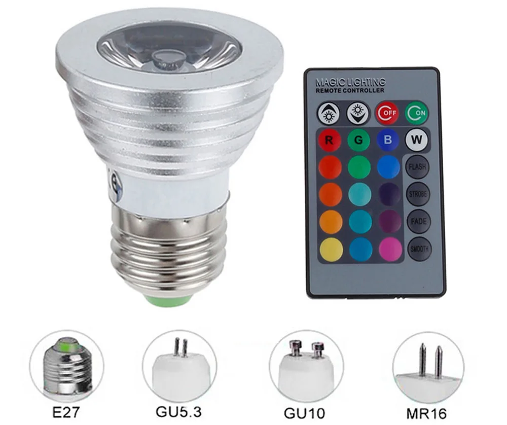 E27 E14 RGB LED Bulb Lamp 3W 5W 10W Color Magic Spot Light Remote Control Dimmable 24key LED Night Light 110V 220V Holiday Bar (10)