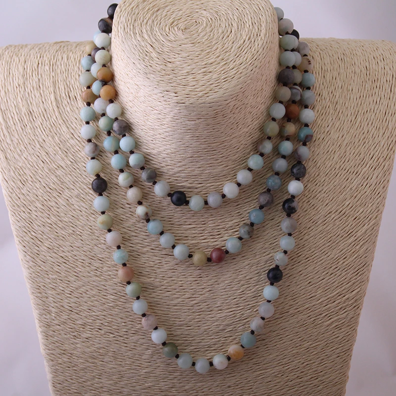 Free Shipping Artisan Jewelry Fashion knotted long Halsband Amazonite Stones Women Beaded Designer Necklaces
Free Shipping Artisan Jewelry Fashion knotted long Halsband Amazonite Stones Women Beaded Designer Necklaces