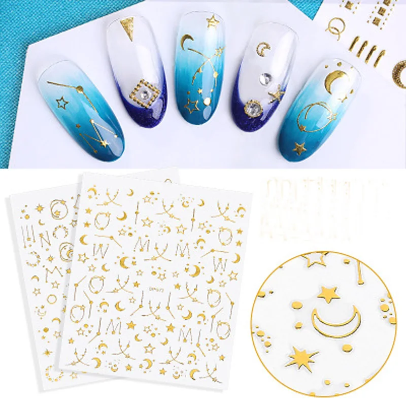 6pcs Gold Moon Star Nail Sticker Decal DIY 3D Nail Art Decoration Manicure Accessories Tools
6pcs Gold Moon Star Nail Sticker Decal DIY 3D Nail Art Decoration Manicure Accessories Tools