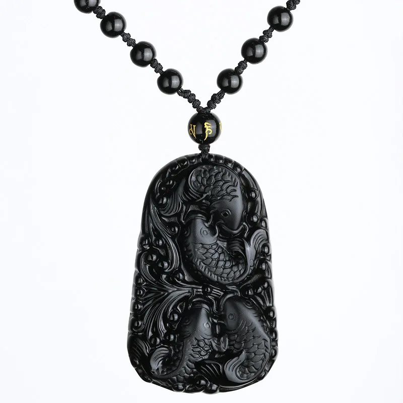 Bruce Accept Drop Shipping Handwork Natural Black Obsidian Carved Fish Happy Reunion Lucky Blessing necklace pendant Energy
Bruce Accept Drop Shipping Handwork Natural Black Obsidian Carved Fish Happy Reunion Lucky Blessing necklace pendant Energy