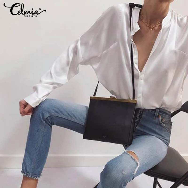 Elegant Women Shirt Celmia 2019 Summer Autumn Ladies Solid Long Sleeve Casual Blouses Buttons Vintage Tops Female Work Blusas
Elegant Women Shirt Celmia 2019 Summer Autumn Ladies Solid Long Sleeve Casual Blouses Buttons Vintage Tops Female Work Blusas