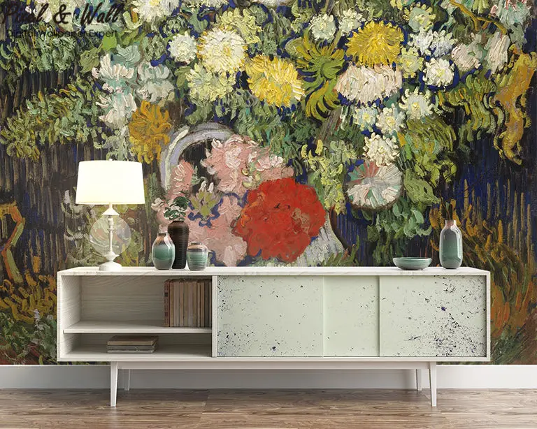 A bouquet of flowers in a van gogh bottle mural photo home accessories decoration living room decoration STDM30593 17 A bouquet of flowers in a van gogh bottle mural photo home accessories decoration living room decoration STDM30593 17