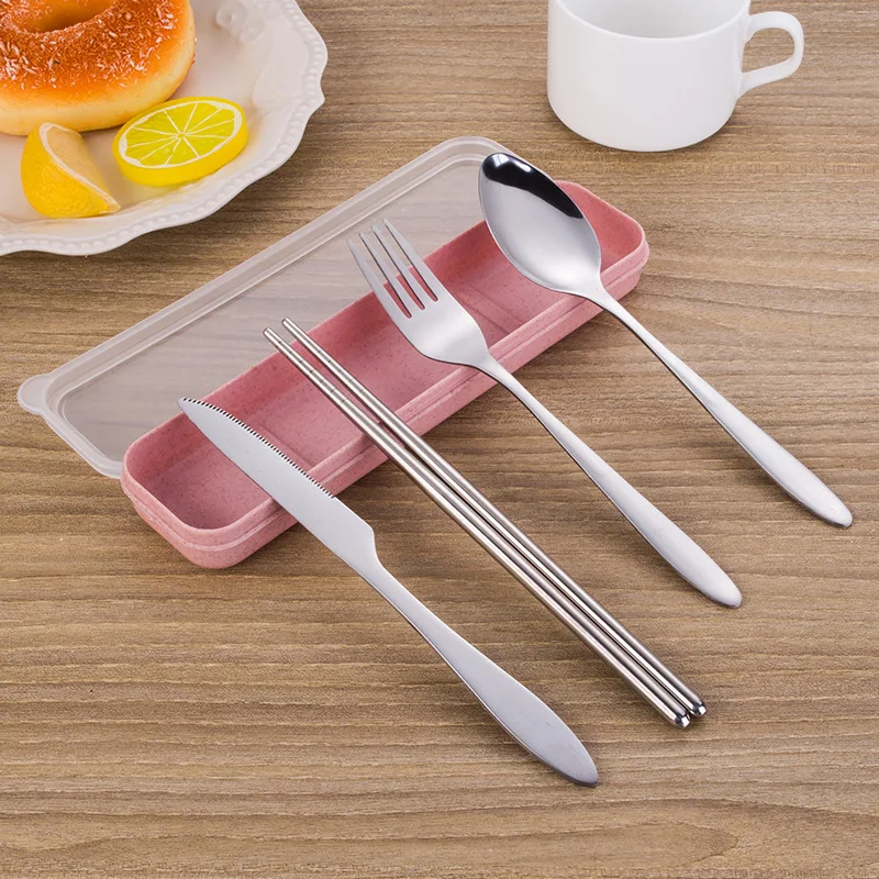 4 pcs Portable Outdoor Stainless Steel Tableware Set Cutlery Fork Spoon Chopsticks Flatware Set Travel Dinner Set with Box
4 pcs Portable Outdoor Stainless Steel Tableware Set Cutlery Fork Spoon Chopsticks Flatware Set Travel Dinner Set with Box
