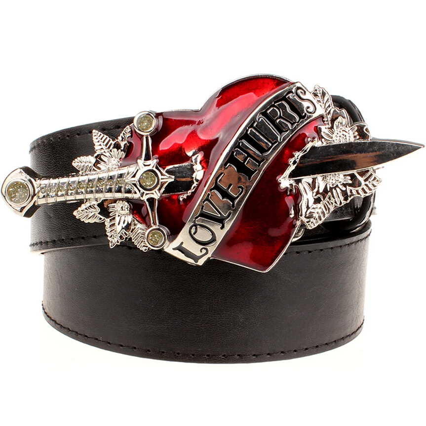 Cool fashion male leather belt heart arrow love hurts design punk rock belts women decorative belt jeans hip hop girdle
Cool fashion male leather belt heart arrow love hurts design punk rock belts women decorative belt jeans hip hop girdle