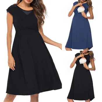 Maternity Breastfeeding Dresses Sexy Nursing Short Sleeve Solid Dress Pregnant Fashion Clothes Ropa Premama Summer Colthing 2019
Maternity Breastfeeding Dresses Sexy Nursing Short Sleeve Solid Dress Pregnant Fashion Clothes Ropa Premama Summer Colthing 2019
