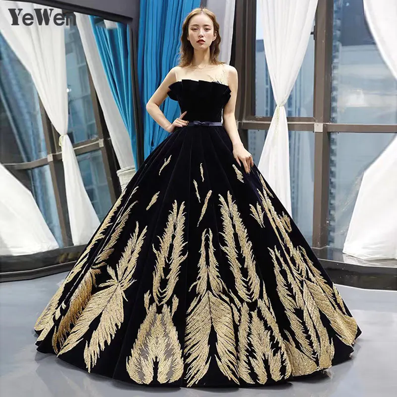 Black Elegant Formal Long Evening Dresses Gold Printing Strapless Lace Evening Dress Sleeveless Backless Robe De Soiree YM20127
Black Elegant Formal Long Evening Dresses Gold Printing Strapless Lace Evening Dress Sleeveless Backless Robe De Soiree YM20127