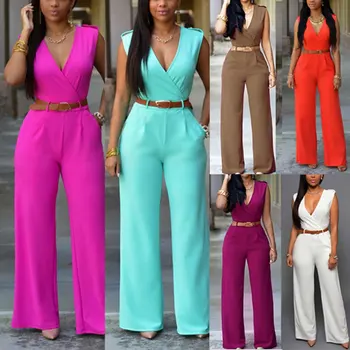 Droppship Fashion Summer Women Jumpsuit With Belt Sexy V Neck Solid Color Sleeveless High Waist Wide Leg Romper Ladies Jumpsuits dg88
Droppship Fashion Summer Women Jumpsuit With Belt Sexy V Neck Solid Color Sleeveless High Waist Wide Leg Romper Ladies Jumpsuits dg88