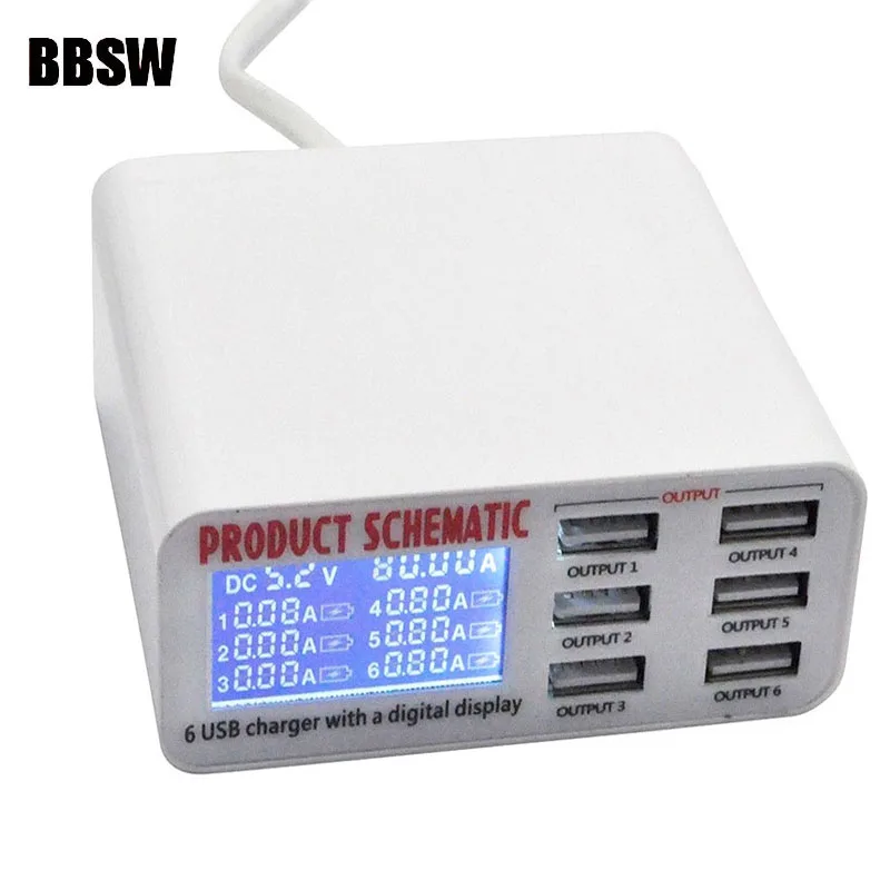 USB Charger Portable Multi USB Port Rapid Charger 6 Port USB Socket Fast Charger with LCD Display For iPhone iPad SAMSUNG Tablet
USB Charger Portable Multi USB Port Rapid Charger 6 Port USB Socket Fast Charger with LCD Display For iPhone iPad SAMSUNG Tablet