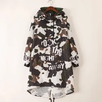 New Coat female autumn Hooded Trench loose fashion print Letter Women's coats spring and autumn irregular Camouflage Trench 
New Coat female autumn Hooded Trench loose fashion print Letter Women's coats spring and autumn irregular Camouflage Trench