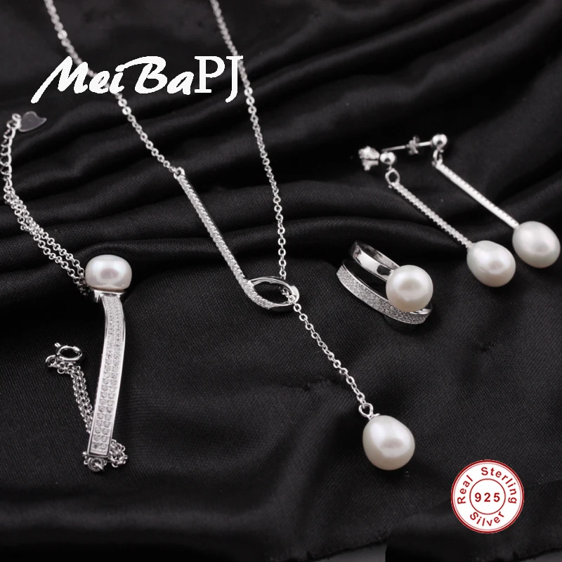 MeiBaPJ 2018 New natural freshwater pearl trendy jewelry sets S925 silver pendant ring earrings bracelet fine wedding jewelry
MeiBaPJ 2018 New natural freshwater pearl trendy jewelry sets S925 silver pendant ring earrings bracelet fine wedding jewelry