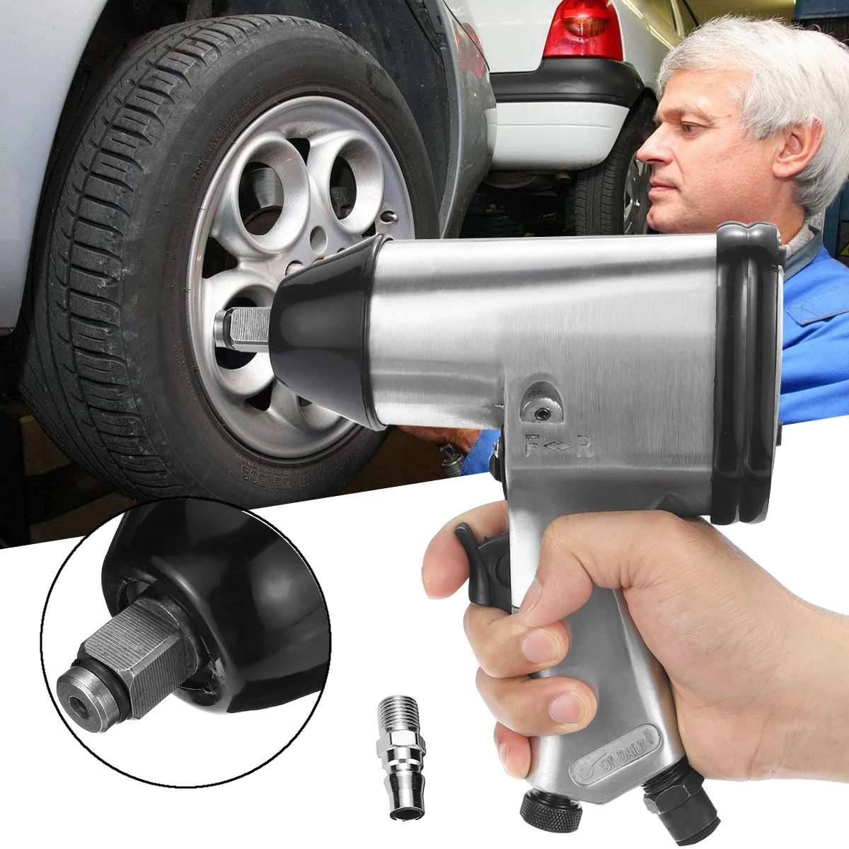 1/2"Air Impact Wrench Tool Drive Heavy Pneumatic For Car Wheel Repairing Die Cast Aluminum High Torque Low Noise 4CFM@90PSI
1/2"Air Impact Wrench Tool Drive Heavy Pneumatic For Car Wheel Repairing Die Cast Aluminum High Torque Low Noise 4CFM@90PSI