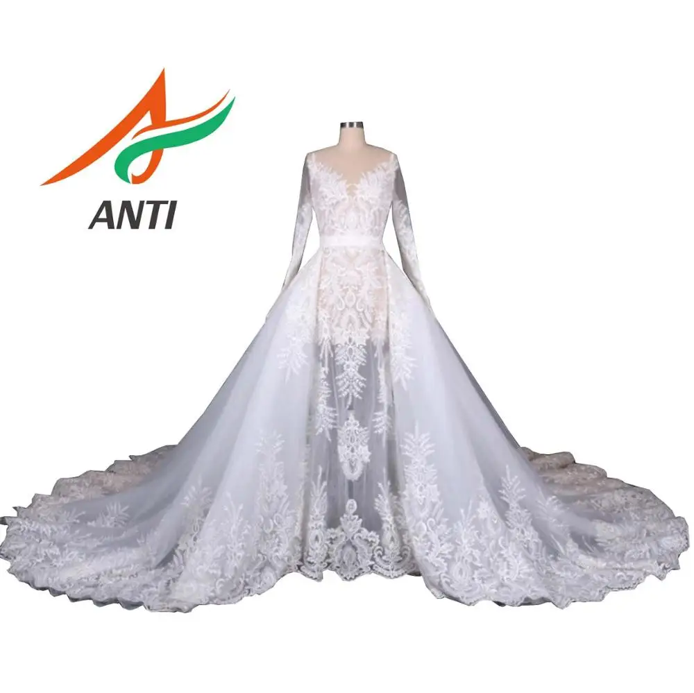 ANTI Romantic Wedding Dress Lace 2019 Mermaid Lace Button Long Sleeves with Detachable Train Trumpet Bridal Gown Robe De Mariee
ANTI Romantic Wedding Dress Lace 2019 Mermaid Lace Button Long Sleeves with Detachable Train Trumpet Bridal Gown Robe De Mariee