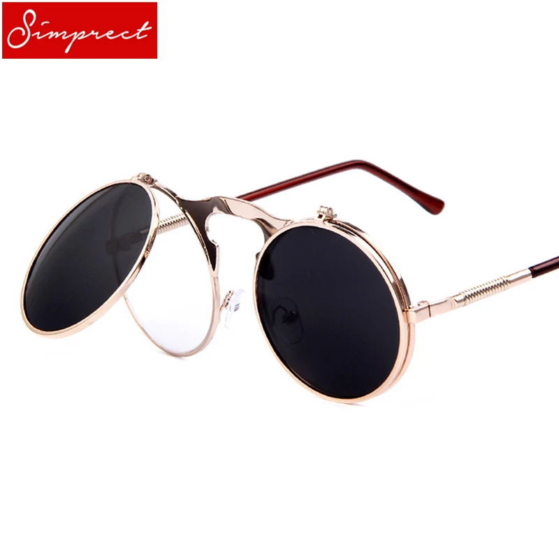 SIMPRECT 2019 Retro Round Steampunk Sunglasses Men Women Flip Punk Metal Sun Glasses Vintage Mirror Lunette De Soleil Homme
SIMPRECT 2019 Retro Round Steampunk Sunglasses Men Women Flip Punk Metal Sun Glasses Vintage Mirror Lunette De Soleil Homme