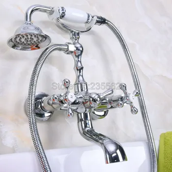 Chrome Wall Mounted Clawfoot Bathtub Faucet Set with Handheld Shower Mixer Taps llna186
Chrome Wall Mounted Clawfoot Bathtub Faucet Set with Handheld Shower Mixer Taps llna186