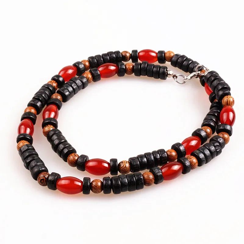 

Natural stone bead & wood bead Surfer Necklace for men tribal jewelry
