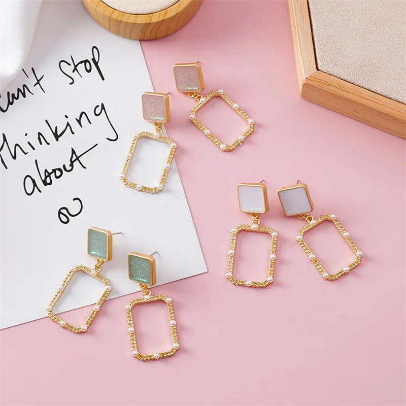 Fashion Candy colors Geometric Rectangle Pearl Drop Earrings for Women Sweet Square Metal Earrings Party Girl Jewelry Accessorie
Fashion Candy colors Geometric Rectangle Pearl Drop Earrings for Women Sweet Square Metal Earrings Party Girl Jewelry Accessorie
