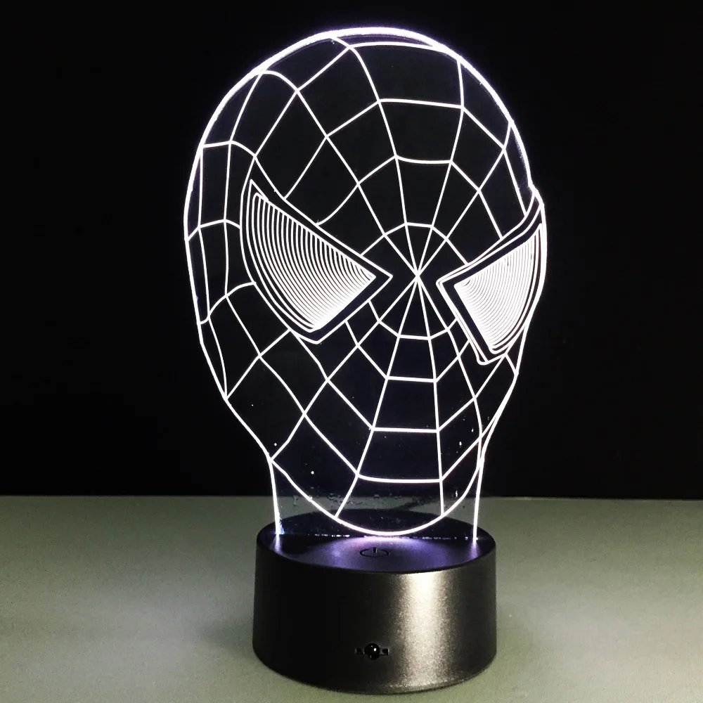 Spider Man 3D LED Luz de Noche Toque Lámpara De Mesa Niños Regalo de Navidad 7 Cambio de Color 
