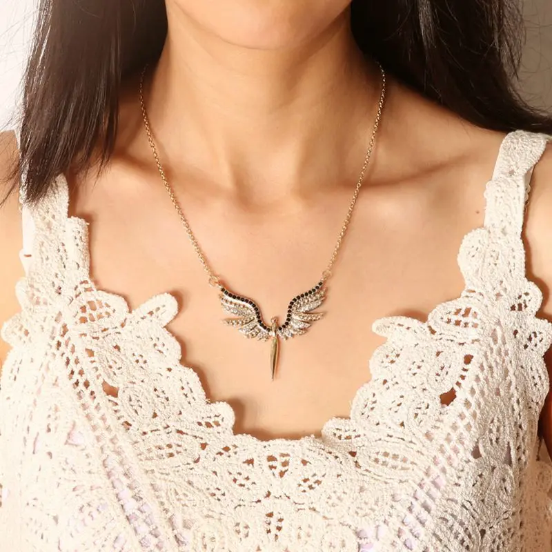 Jewelry Drop Shipping Vintage Gold Color Zircon Clear Crystal Angel Wings Necklaces for Women Collar Colar Gift Girl Jewelry UJ
Jewelry Drop Shipping Vintage Gold Color Zircon Clear Crystal Angel Wings Necklaces for Women Collar Colar Gift Girl Jewelry UJ