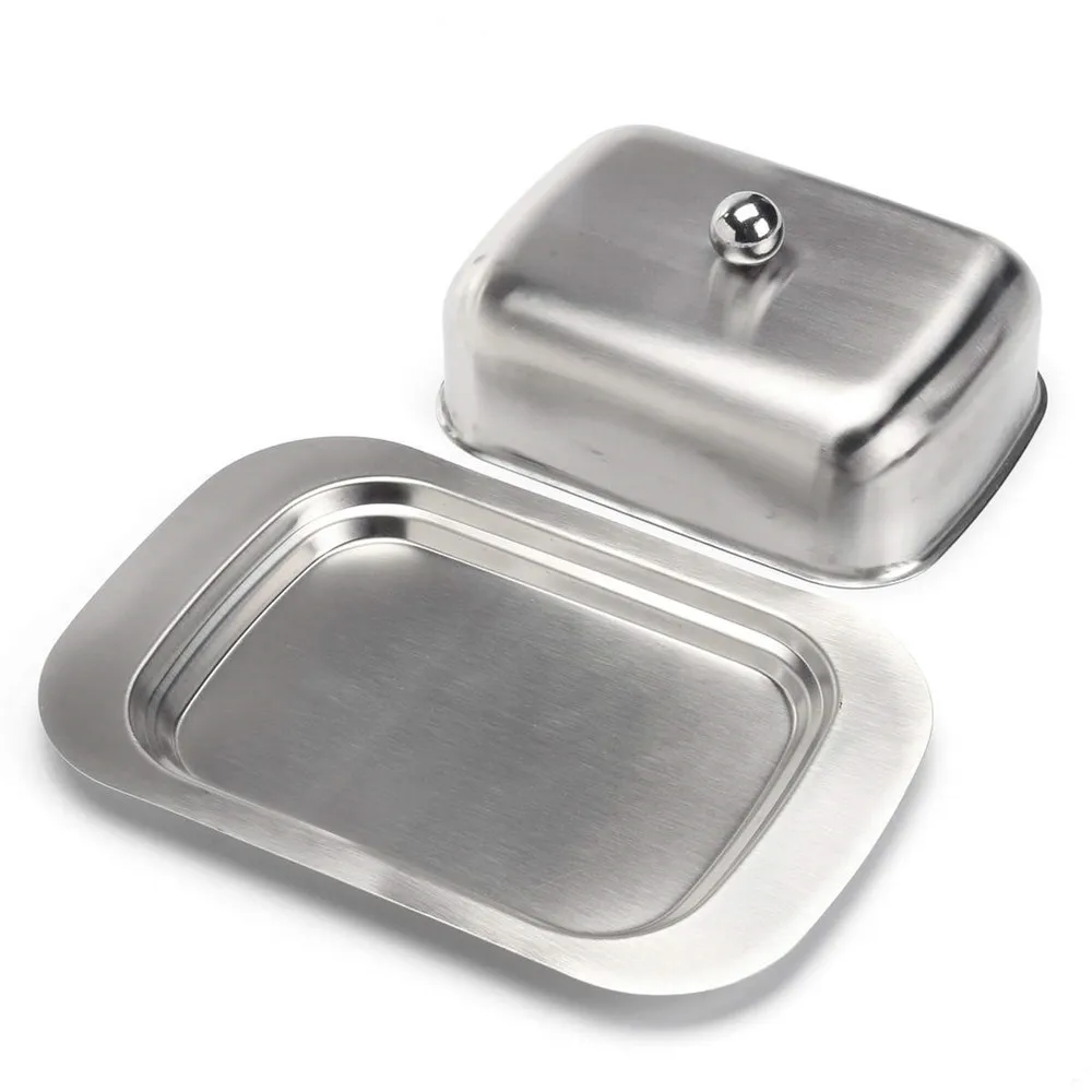 Stainless Steel Butter Dish Box Cheese Server Storage Tray Bread Plate Container With Lid Sliver Durable Kitchen Dinnerware
Stainless Steel Butter Dish Box Cheese Server Storage Tray Bread Plate Container With Lid Sliver Durable Kitchen Dinnerware