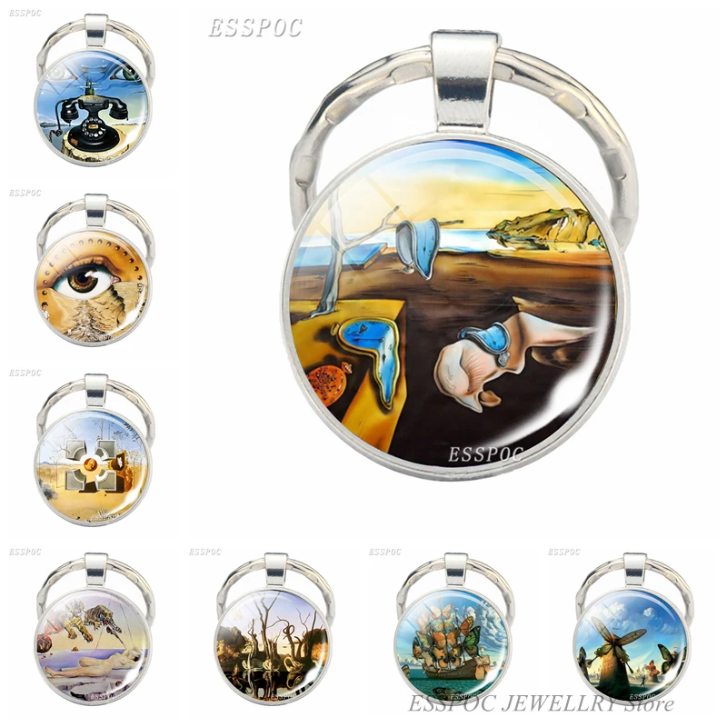 Salvador Dali Painting Keychain Glass Dome Jewelry The Persistence of Memory Key Chain Artistic Gifts for Friend Pendant
Salvador Dali Painting Keychain Glass Dome Jewelry The Persistence of Memory Key Chain Artistic Gifts for Friend Pendant