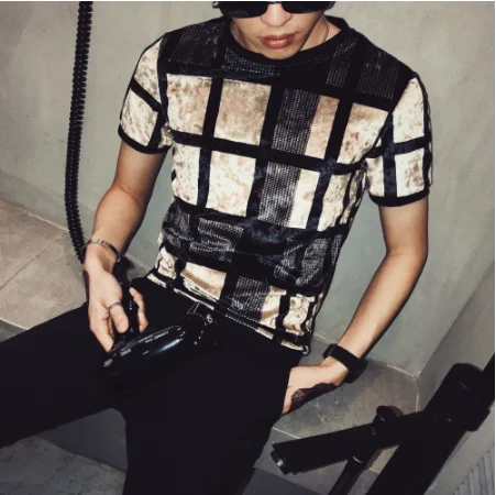 Plaid T-shirt Velvet Casual Fashion Men's Shirt Slim Short Men's T-shirt Blusa Masculina Summer Wear Color Short Sleeve
Plaid T-shirt Velvet Casual Fashion Men's Shirt Slim Short Men's T-shirt Blusa Masculina Summer Wear Color Short Sleeve