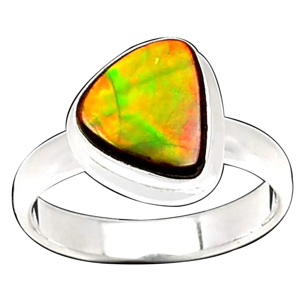NiaoZaiFei YunZaiKan Genuine Ammolite Ring 925 Sterling Silver USA Size :9 MHBAR3910 | Украшения и аксессуары