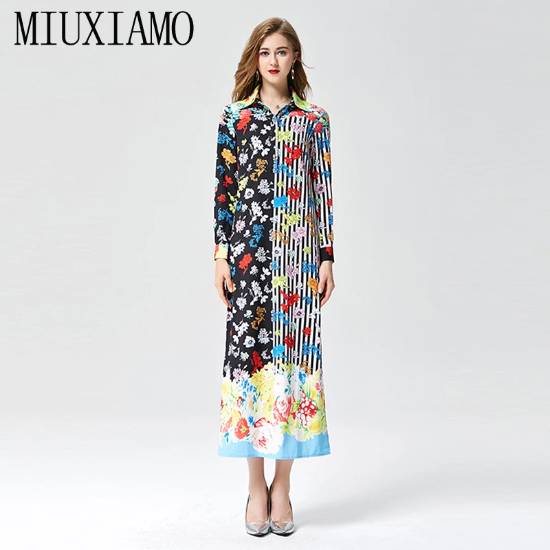 MIUXIMAO 2019 New Fashion Runway Fall Dress Women's Retro Stripes Flower Print Loose Vintage Long Dress Women vestidos
MIUXIMAO 2019 New Fashion Runway Fall Dress Women's Retro Stripes Flower Print Loose Vintage Long Dress Women vestidos
